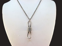 Unisex Vintage Pewter Knotted Rope Pendant Necklace