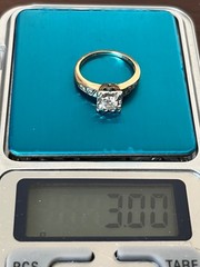 1940’s Vintage 4.2mm Natural Diamond 14K Gold Platinum Hallmark Engagement Ring