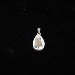 Scrimshaw Style Reindeer Deer Head Pendant Teardrop Charm Small 1/2″ signed