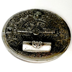 Vtg 1974 Mayan/Aztec Calendar Pendant – Altered Bergamot Brass Belt Buckle -USA