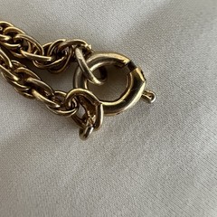 Vintage Gold Tone Ribbed Love Knot Pendant intertwine Necklace Chunky Rope Chain