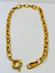 Vintage Gold Plated Flat Oval Link Necklace 18”