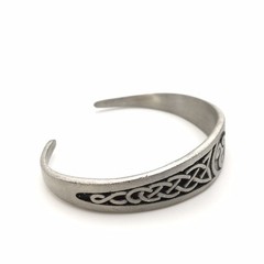 Vintage Silver Tone Celtic Triskle & Knots Cuff Bracelet 6” 22.9g #26