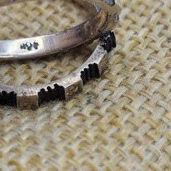 Artisan Sterling Silver iron Cross matching ring lot 2 Goth Moto Chopper Biker