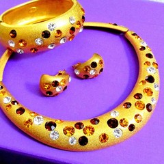 VTG RUNWAY LUXE JACKIE COLLINS GP SWAROVSKI CRYSTAL NECKLACE BRACELET EARRINGS