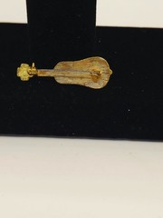 Vintage gold Plate Red Enamel Cloisonne Guitar Brooch
