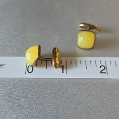 Vintage Yellow Gold Tone Square Cabochon Cufflinks Men Stud/Button Style