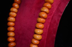 VTG Moroccan Necklace Coral Orange Berber Pendant Amber Handmade Beads African