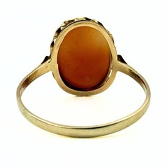 Opulent Marked 14k Yellow Gold Conch Relief Cameo Portraiture Ring Sz 9