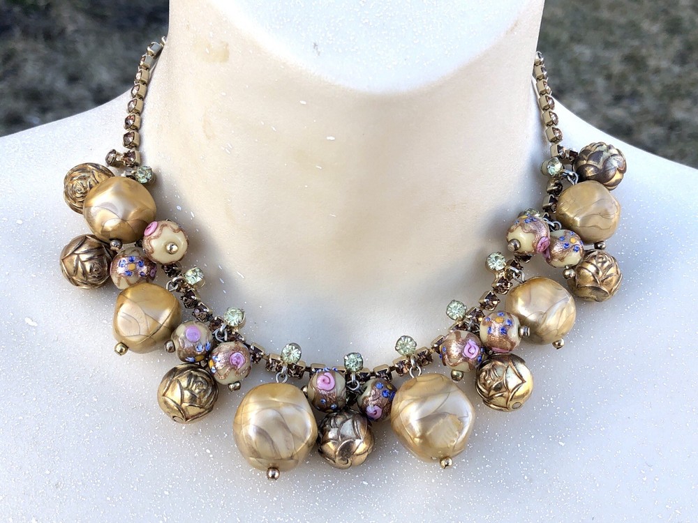 Verified D&E Juliana Book Piece Venetian Wedding Carved Roses Necklace
