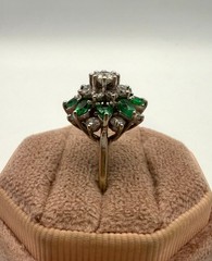 14 Karat White Gold 1.20ctw Emerald & 1.35ctw Diamond Ring