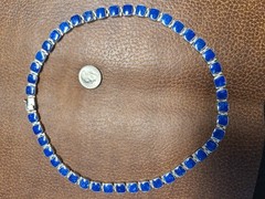 950 Fine Silver Lapis Lazuli Necklace Earrings Set 18” Modernist 38.9g