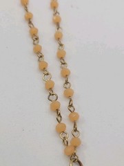 Vintage Orange Calcite Pendant Chain Beaded Necklace 32in.