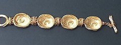 Vintage Runway Chunky Gold Tone Swirl Chain Belt Necklace & Bracelet Set 60s 80s