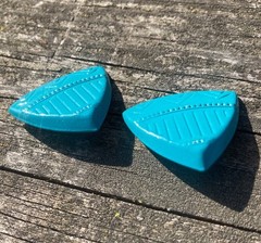 Vintage 80s/90s Clip-On Earrings Southwest Aztec Teal Triangle New Wave Metal