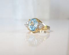 Sterling Silver 925 Natural Heated Blue Topaz Ring Size 7