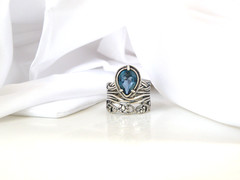 OrPaz 925 Sterling Silver London Blue Topaz Organic Ring Size 6