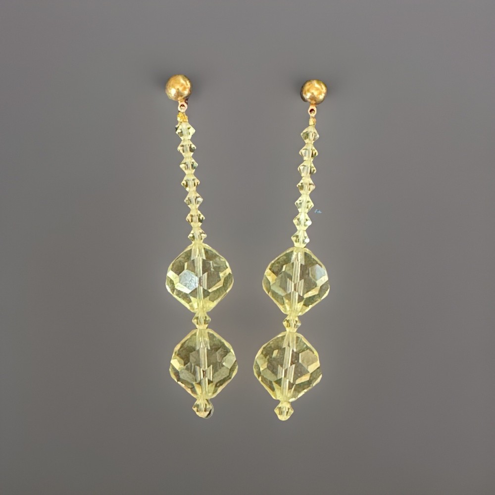Vintage Crystal Aurora Borealis Drop Dangle Beaded Post Pierced Earrings
