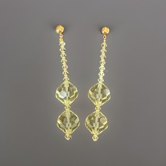 Vintage Crystal Aurora Borealis Drop Dangle Beaded Post Pierced Earrings