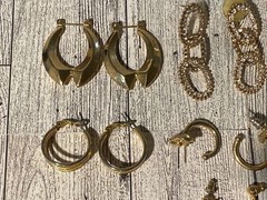 Vintage 1980s 2000s Lot Gold Tone Pierced Earrings Faux Pearl Love Knot