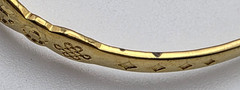 Xuping Gold Tone Expandable Bangle Bracelet Chinese Symbols 6.5 Inch 9.2mm