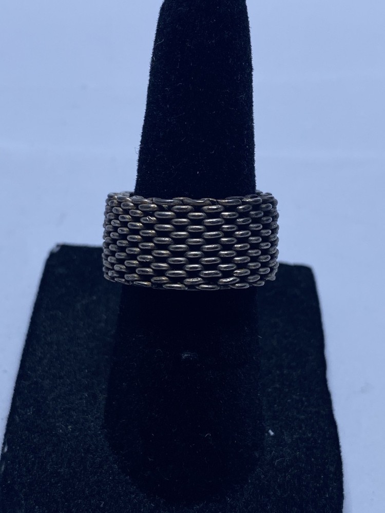 Tiffany & Co. Sterling Silver 925 Somerset Mesh Wide Band Ring Size 4.5 COA