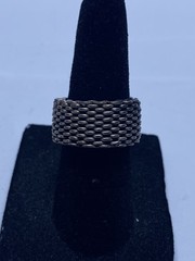 Tiffany & Co. Sterling Silver 925 Somerset Mesh Wide Band Ring Size 4.5 COA