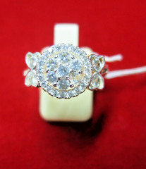 Cluster Sparkly CZ Bow Ring – Micron Gold Plated, Adjustable Size 7.5