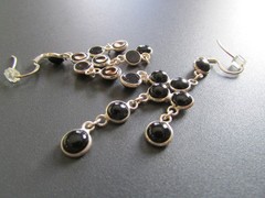Vintage Pierced Chandelier Earrings Black Onyx Sterling Silver New Condition