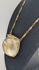 Vintage CASTLECLIFF Lucite Fish Bowl Pendant Necklace Clear Resin Fishbowl