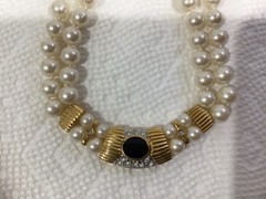 Vintage Marvella Necklace Faux Pearl and Rhinestone Necklace