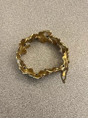 Vintage Monet Bracelet with Safety Chain Link, Jewelry with leaves