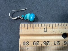 2.15g Vintage Sterling Silver 925 Drop Dangle Earrings Blue Nugget Beads M