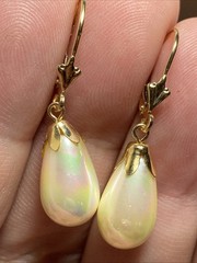 Earrings Pierced 14K Lever Back Majorca Broilette Fax Pearls Iridescent Unused