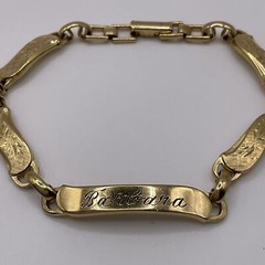 Vintage LaMode Karatclad Gold Tone Engraved Link Bracelet Barbara 1975 Good