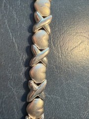 Vintage Sterling Silver .925 X and Heart Bracelet 7.5″ App 12 Gr