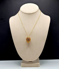 Pinecone Articulated Pendant w Chain Woodland Holiday Nature Gold Tone Necklace