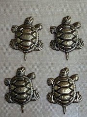 Vintage Brass Turtle Stampings 33mm High Relief Sea Turtle Jewelry Findings Lot