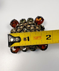 Vintage Unsigned RJ Graziano Smokey Rhinestone Bronze Color Brooch WOW