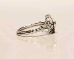 Art Deco Style Lab Created Diamond & Sapphire Wedding Ring 14K White Gold Finish