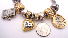 Fabulous Brighton Holy Bible, I Love You & Wink Smiley Sliding Charm Bracelet