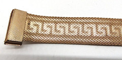 Art Deco Byzantine Greek Key Chain Tassel Gold Tone Mesh Slide Bracelet!