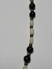 Vintage Green And White Beaded Necklace Natural Gemstones Brass Wire & Beads