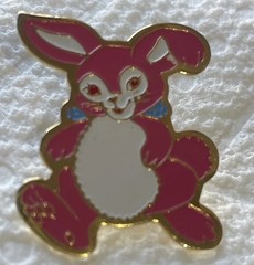 Vintage Pink Easter Bunny Brooch Pin Cartoon Look Tie Tack