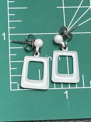 Vintage Small White Enameled Metal Dangle Earrings