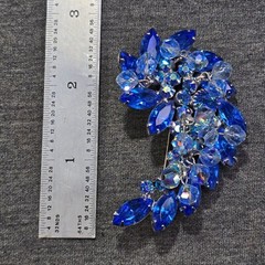 Juliana D&E Blue Crystal Clip-On Earrings & Brooch Set Rhinestone Bead Accents