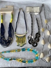 Lot of 5 Vintage Adjustable Necklaces Glass, Metal & Plastic Beads (J) (58)