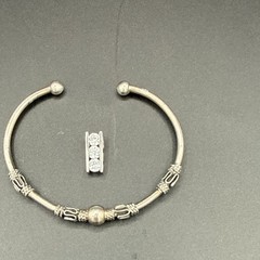Vintage 925 Sterling Silver Cuff Bracelet Open and Slide Pendant