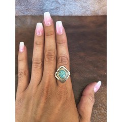 Vintage JACKSON Sterling Silver Turquoise Ring, Dan Jackson, Navajo, 6.5