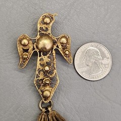 Vintage Eagle Brooch Gold Filled Filigree Tassel C Clasp Artisan Antique 3.5″
